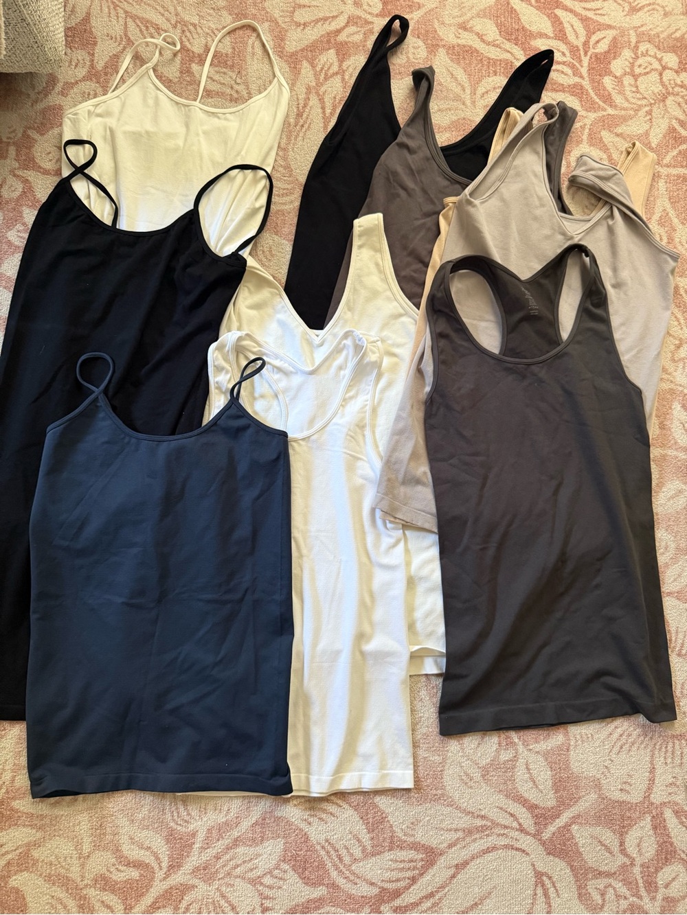 M. Rena Tank Camisole Set — Black, White, Gray, Taupe